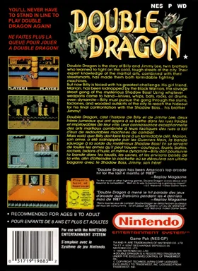 Double Dragon (USA) box cover back